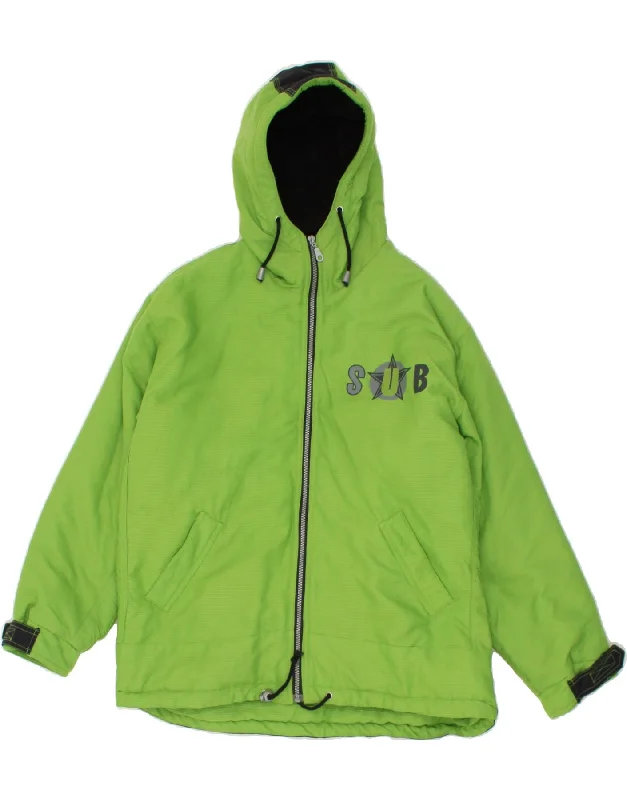 men's fleece jackets -VINTAGE Girls Graphic Windbreaker Jacket 15-16 Years Green Polyamide