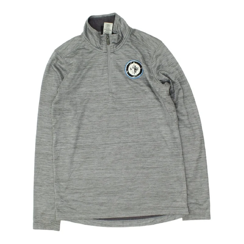 men's lightweight jackets -Winnipeg Jets Kids Heather Grey Lightweight 1/2 Zip Jacket | NHL Boys Sportswear