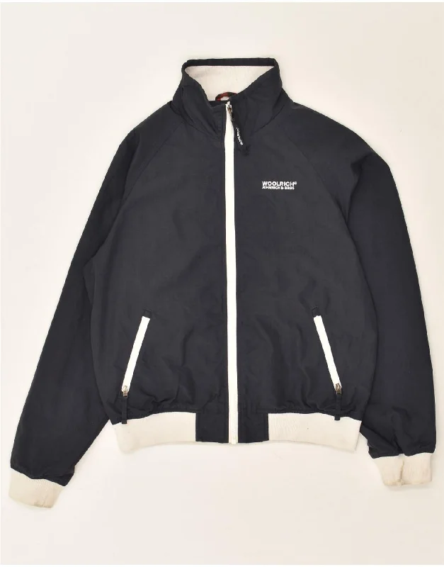 men's zip jackets for hiking -WOOLRICH Boys Bomber Jacket 11-12 Years Navy Blue